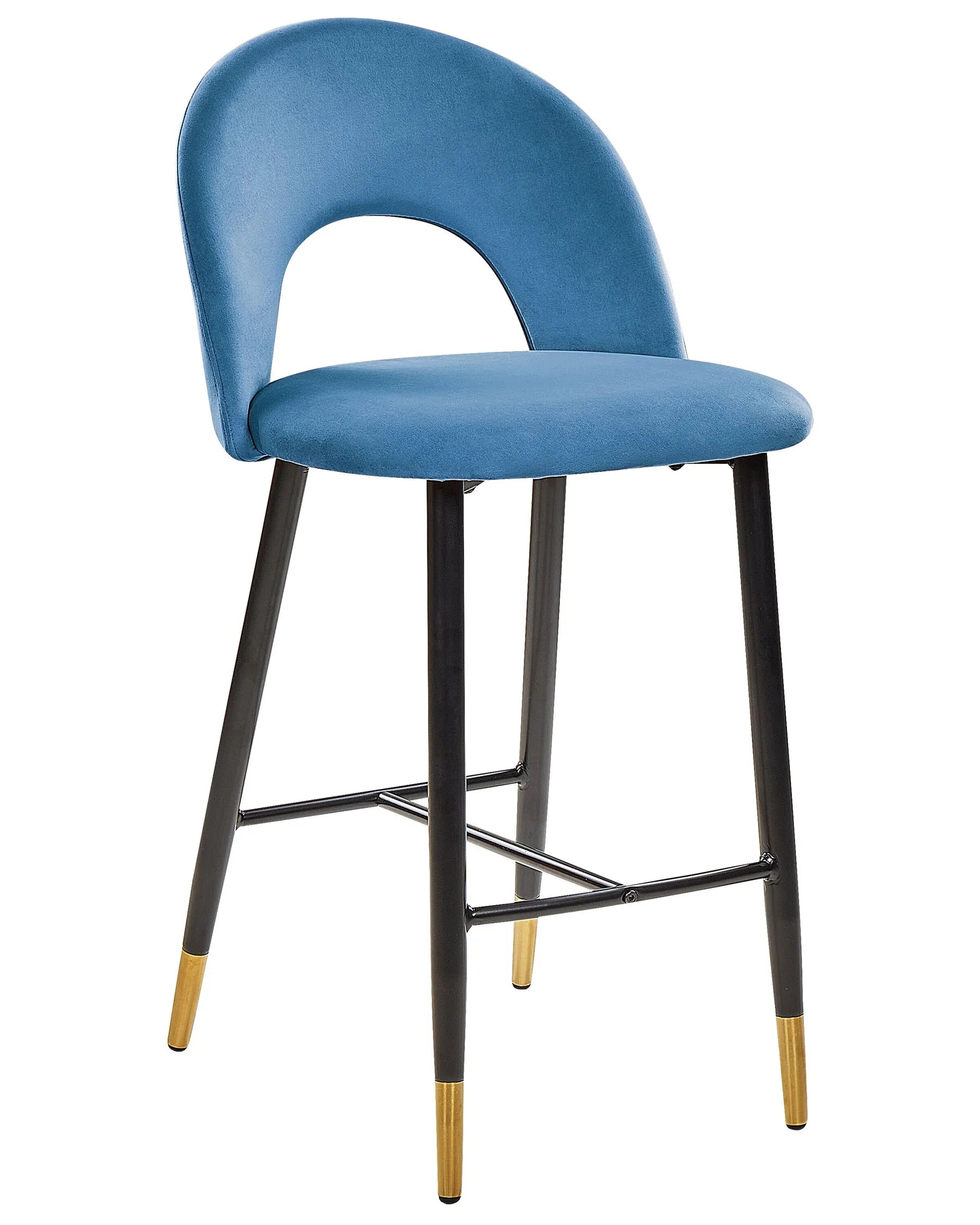 Set of 2 Bar Chairs FALTON Velvet Blue