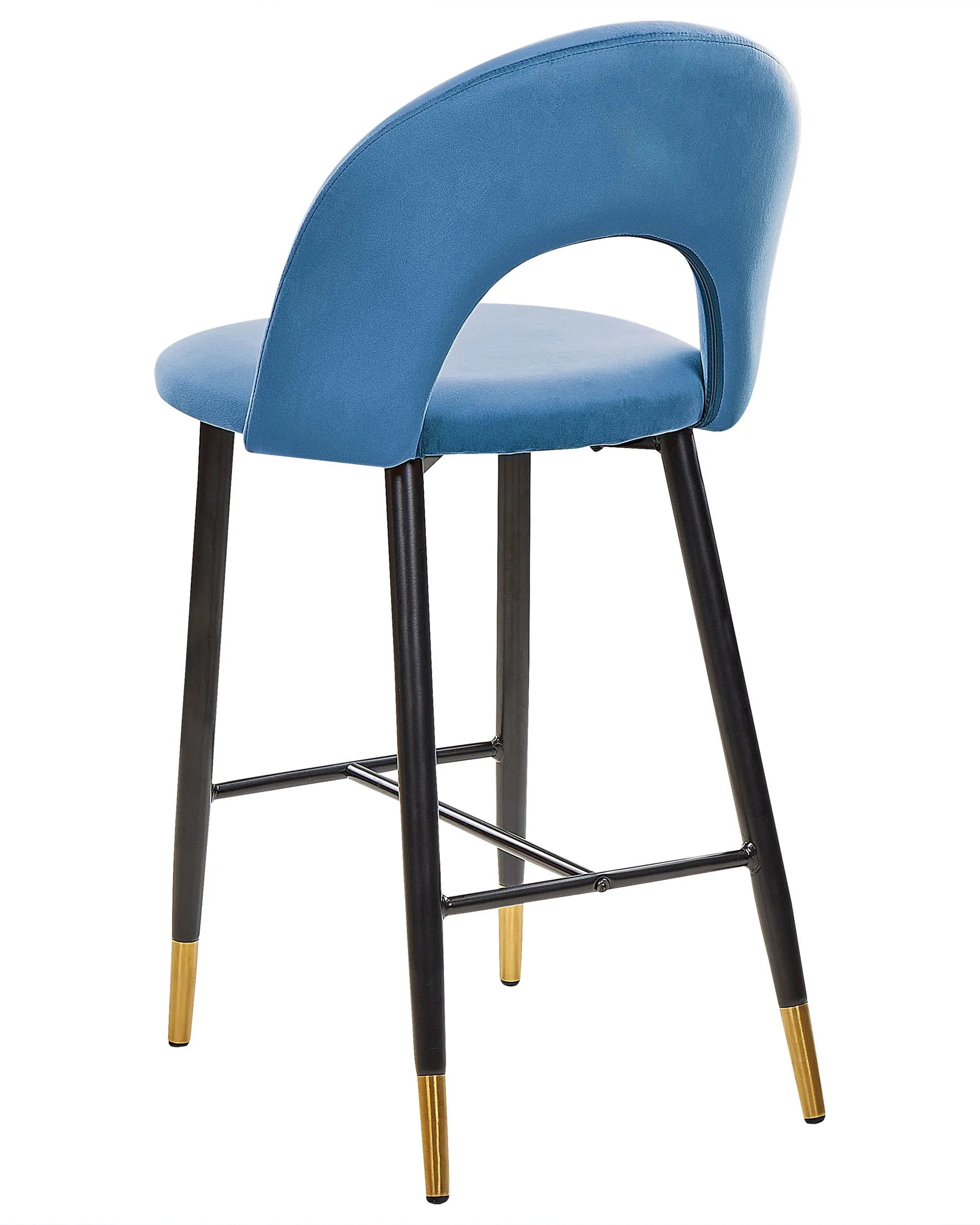 Set of 2 Bar Chairs FALTON Velvet Blue