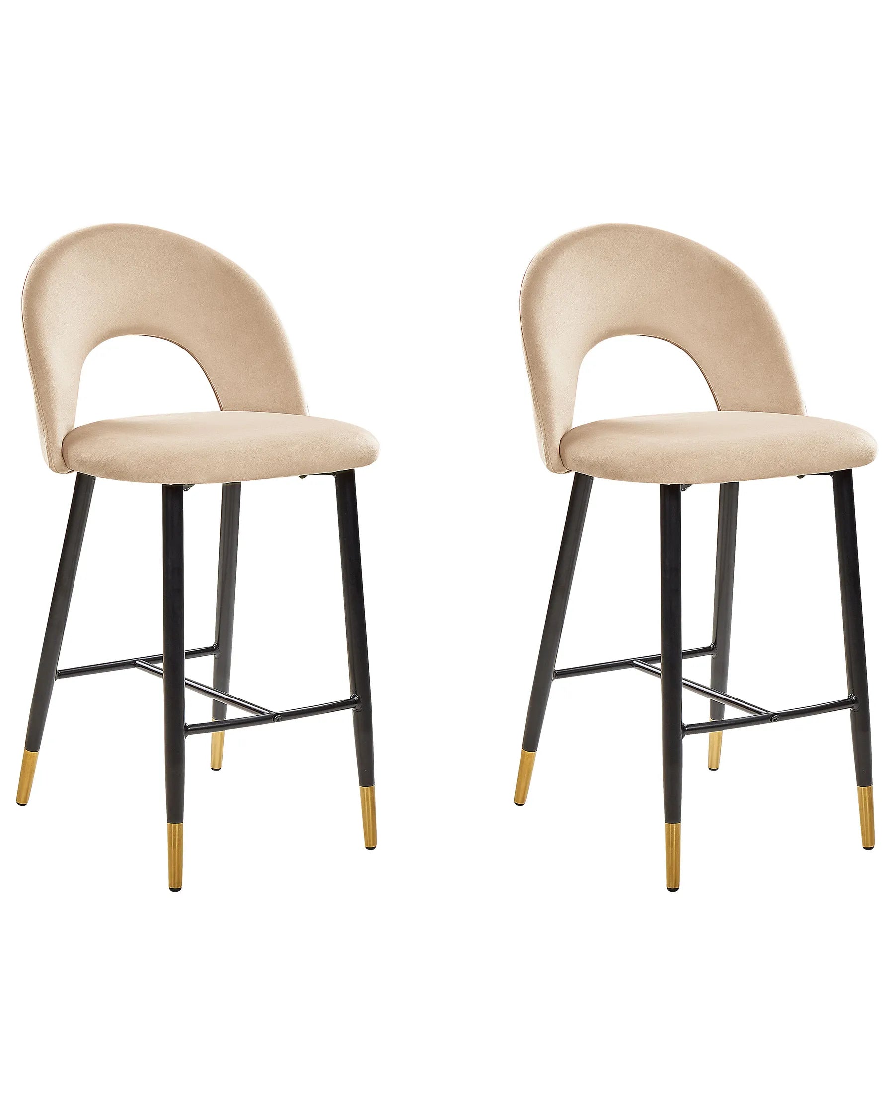 Set of 2 Bar Chairs FALTON Velvet Beige