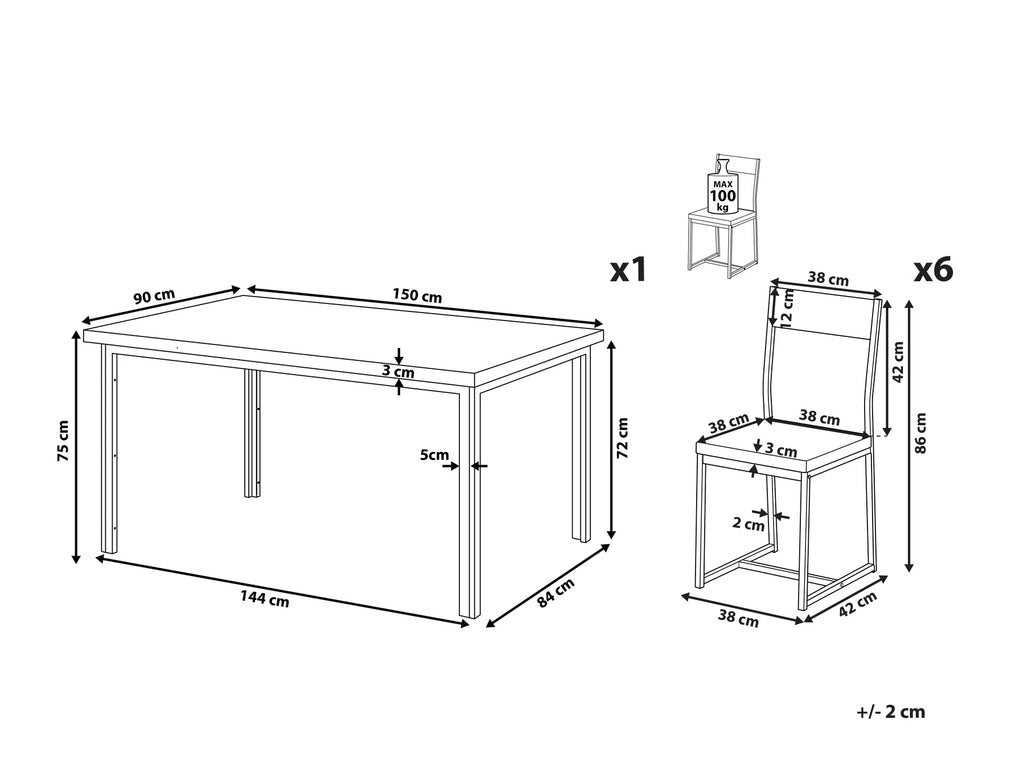 Dining Set LAREDO Dark Brown 6 Seater
