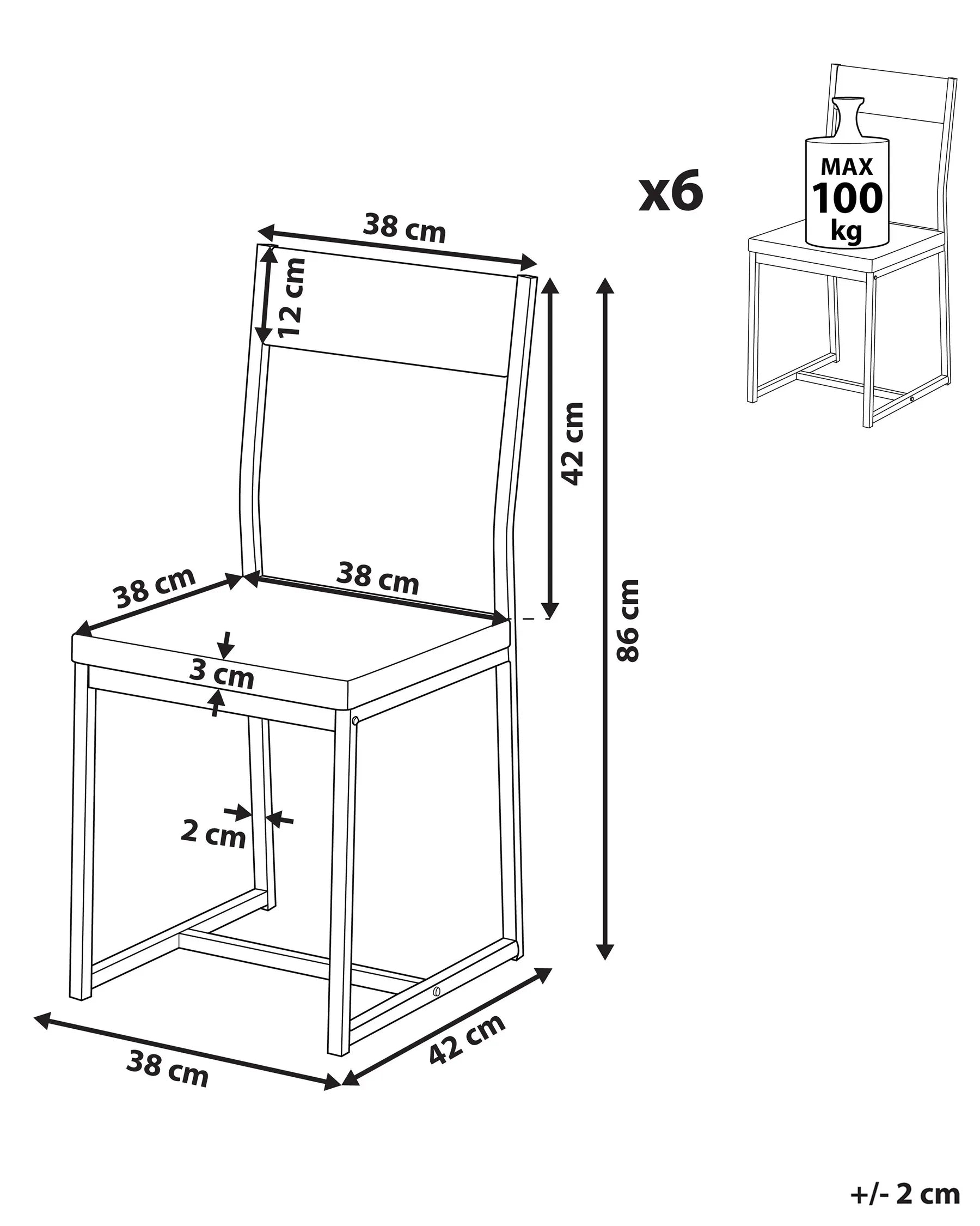 Set of 6 Dining Chairs Brown/ Black