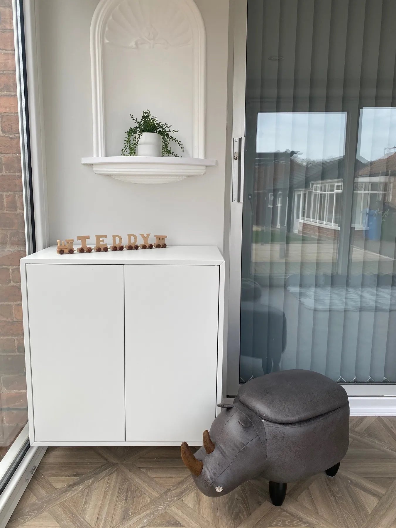 Storage Animal Stool RHINO Faux Leather Dark Grey