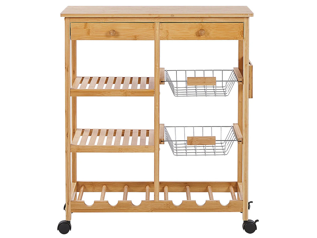 Kitchen Trolley MORINO Bamboo Wood Light Brown