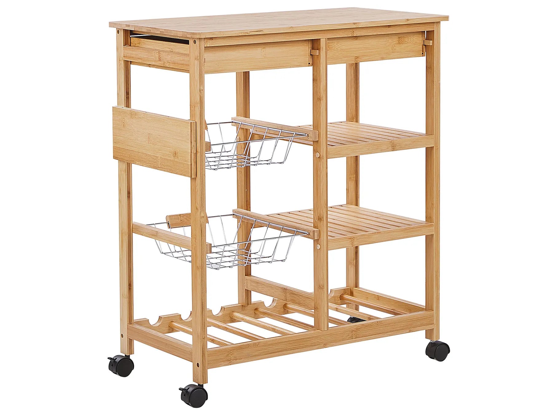 Kitchen Trolley MORINO Bamboo Wood Light Brown