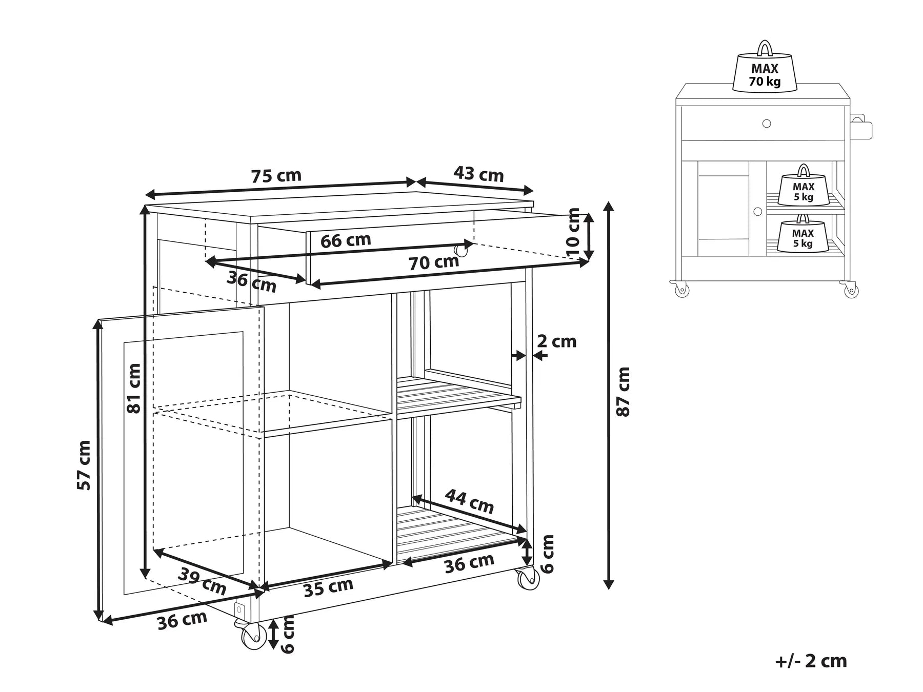 Kitchen Trolley TRAPANI Black