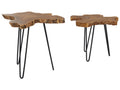 Set of 2 Side Tables CAMROSE Teak Wood Dark Brown