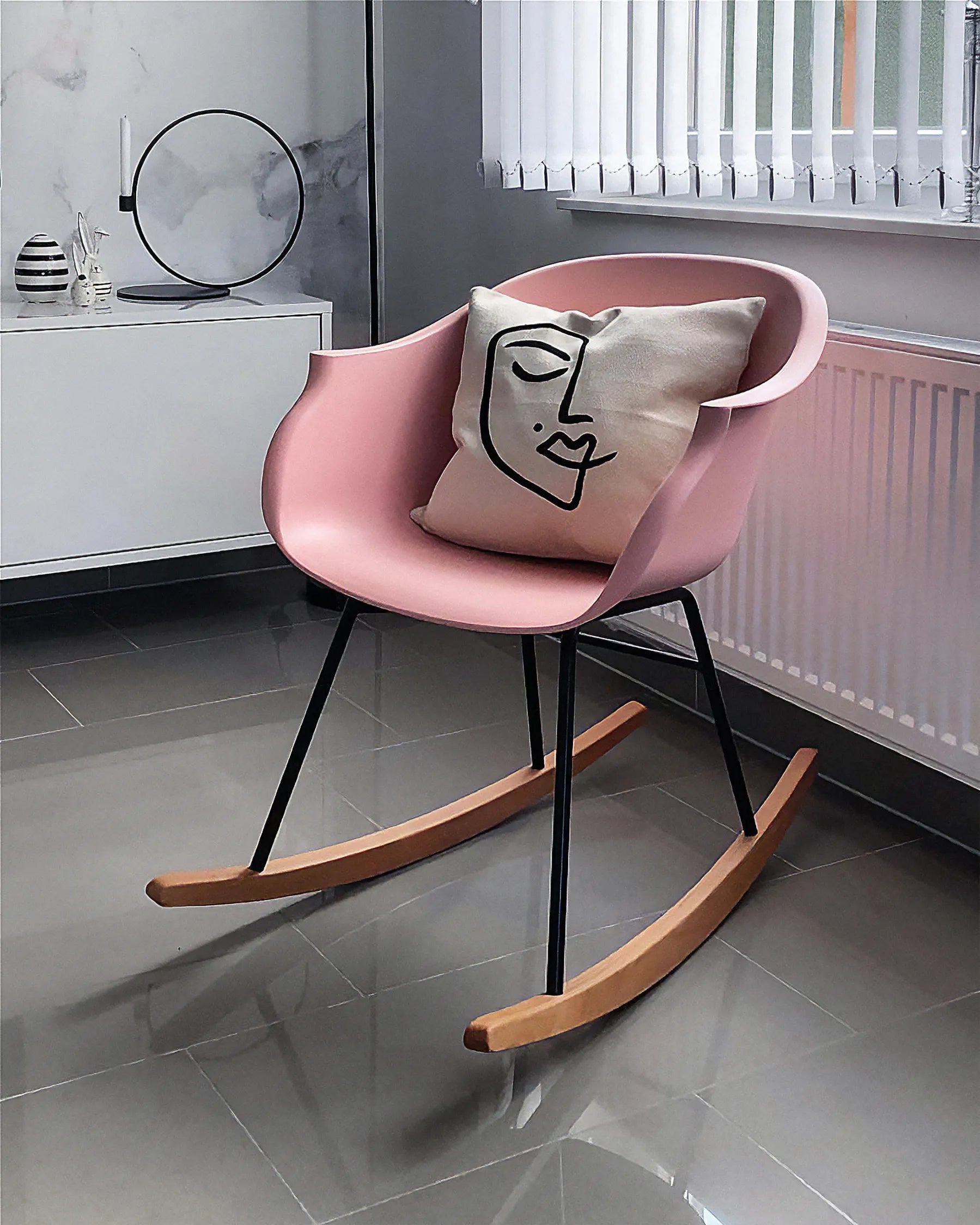 Rocking Chair HARMONY Synthetic Material Pink