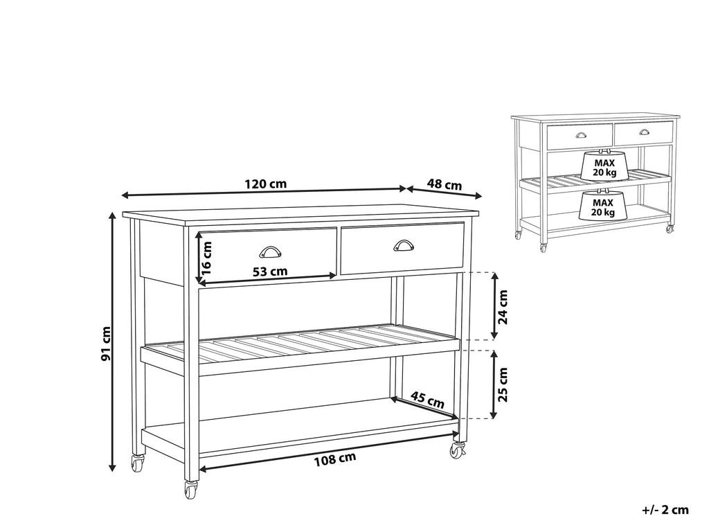Kitchen Trolley NAVARINO Wood Black