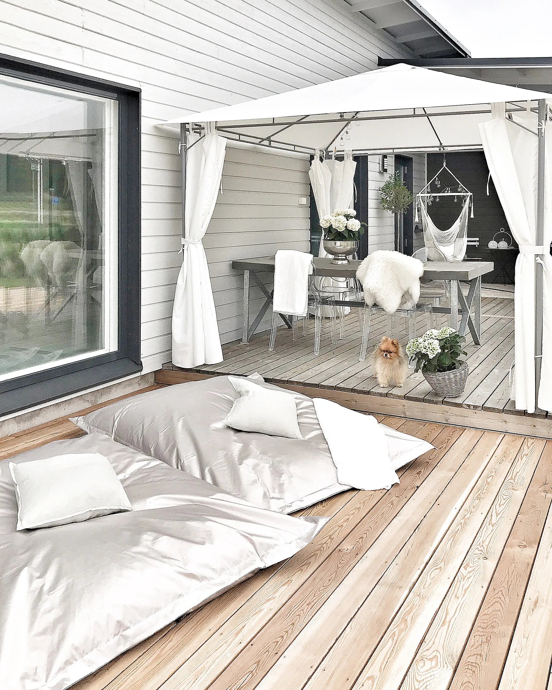 Bean Bag 600 L FUZZY 180 cm 230 cm Silver