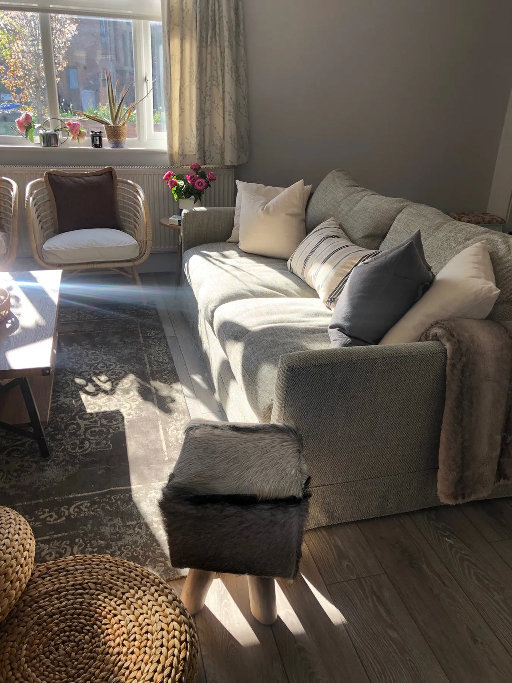 Footstool DALTON Leather Brown