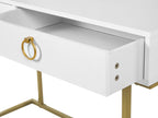 Console Table Home Office Desk WESTPORT White/ Gold 115 cm 50 cm with Storage