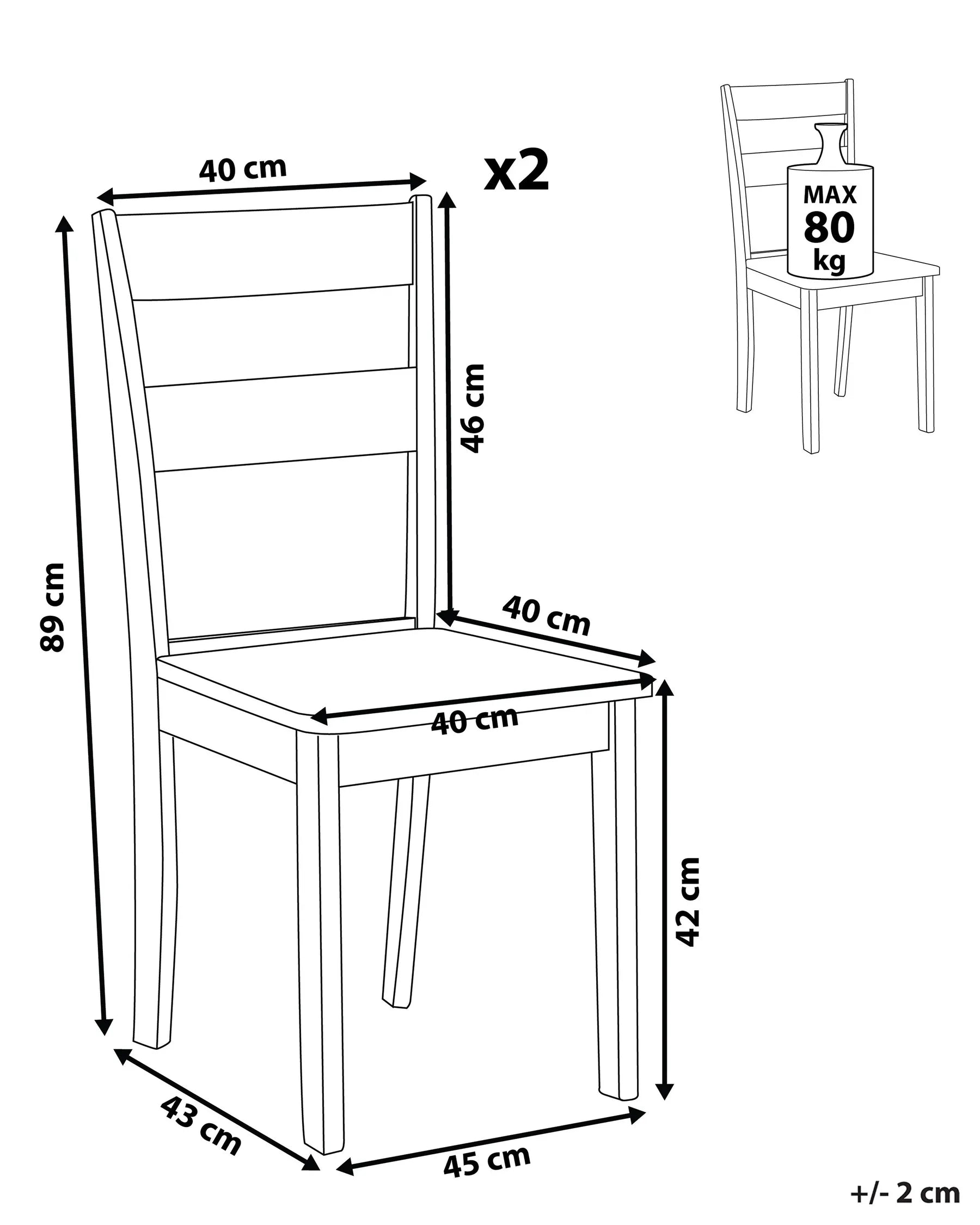 Set of 2 Dining Chairs Wood White