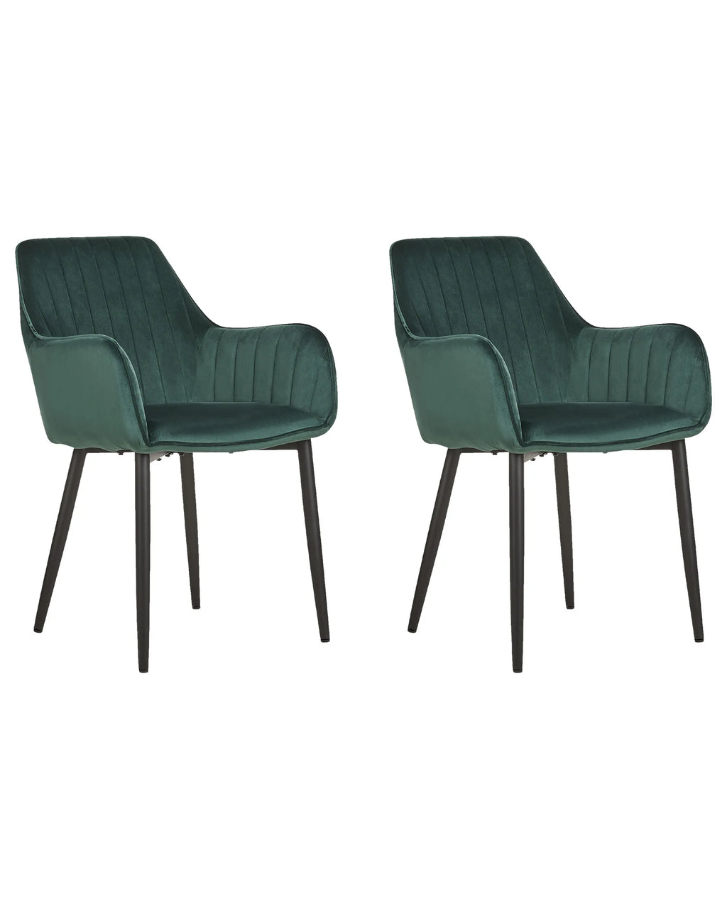 Set of 2 Dining Chairs Velvet Dark Green