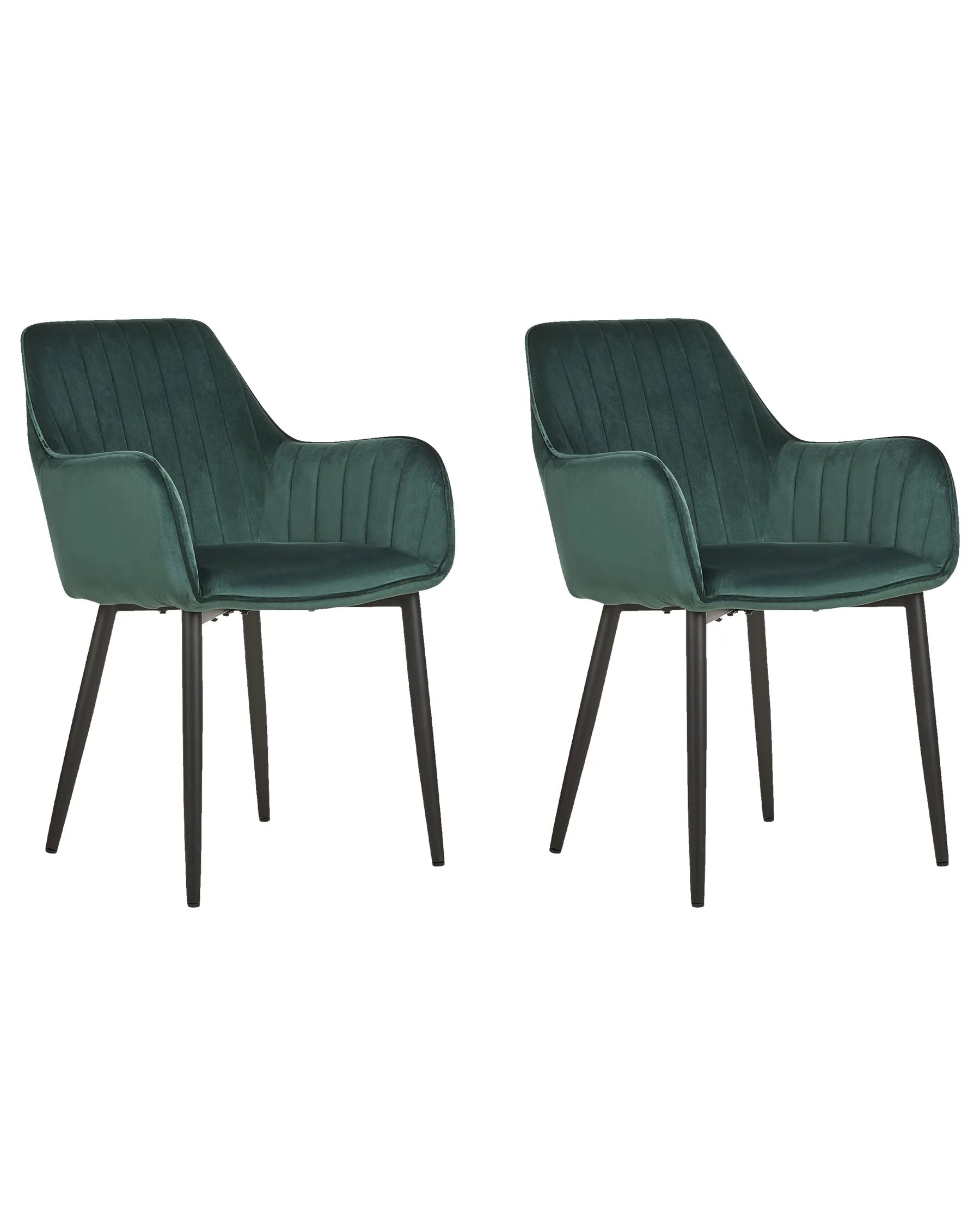 Set of 2 Dining Chairs Velvet Dark Green