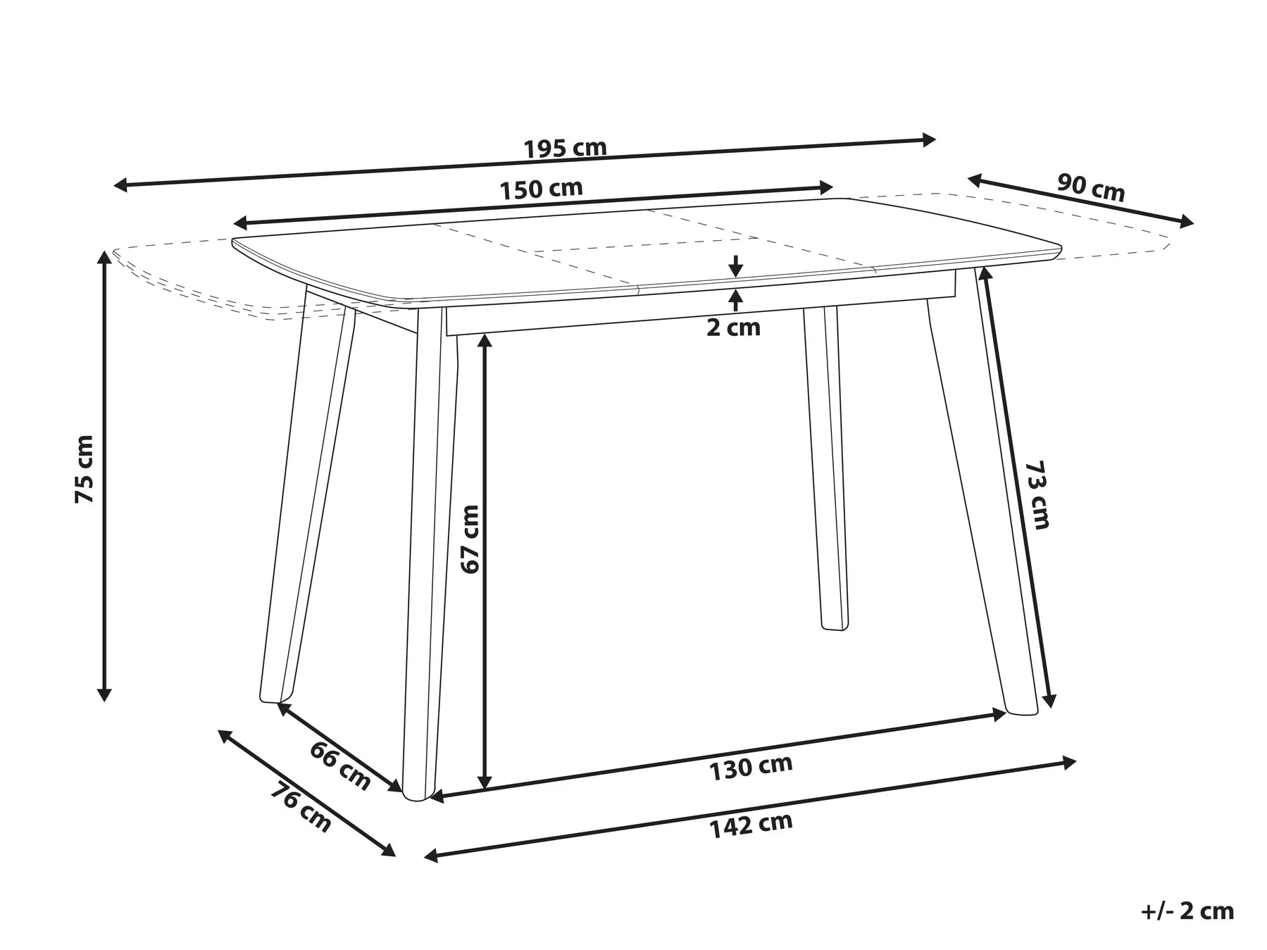 Extending Dining Table White 150/195 cm 90 cm