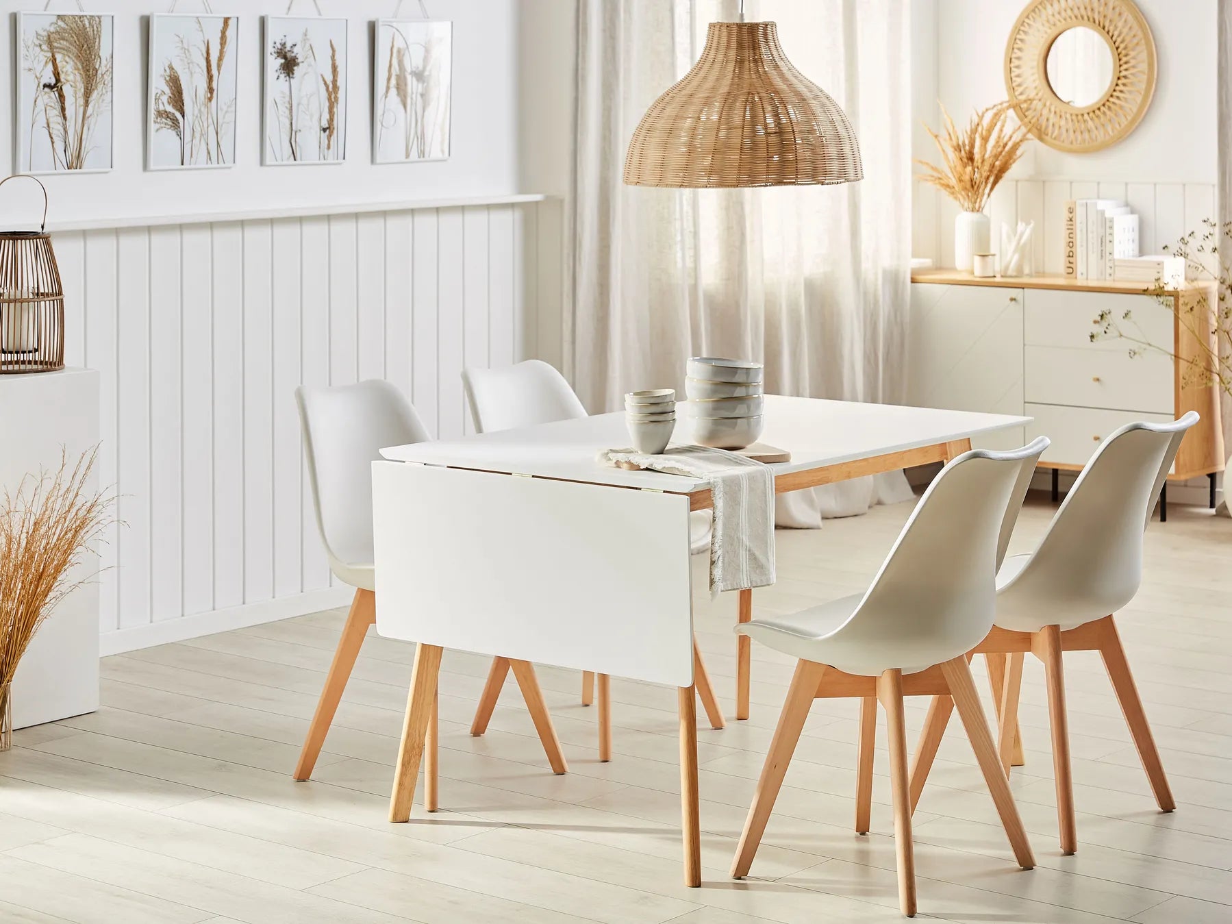 Extending Dining Table MEDIO White 120/155 cm 80 cm