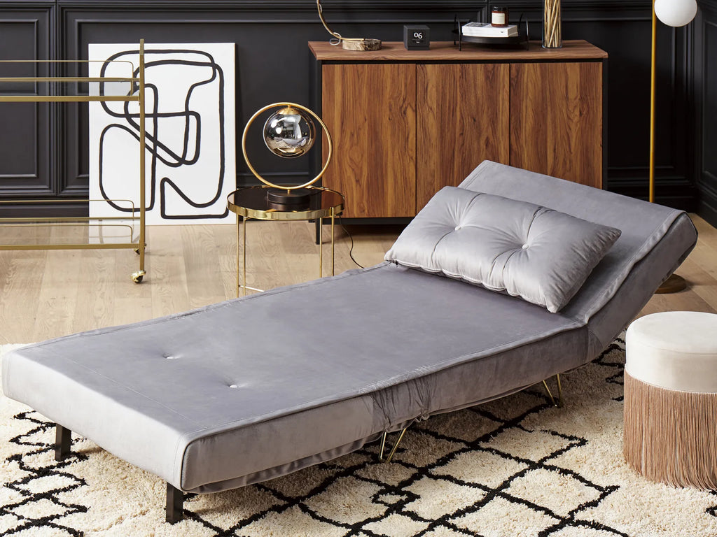 Single Sofa Bed VESTFOLD Velvet Grey
