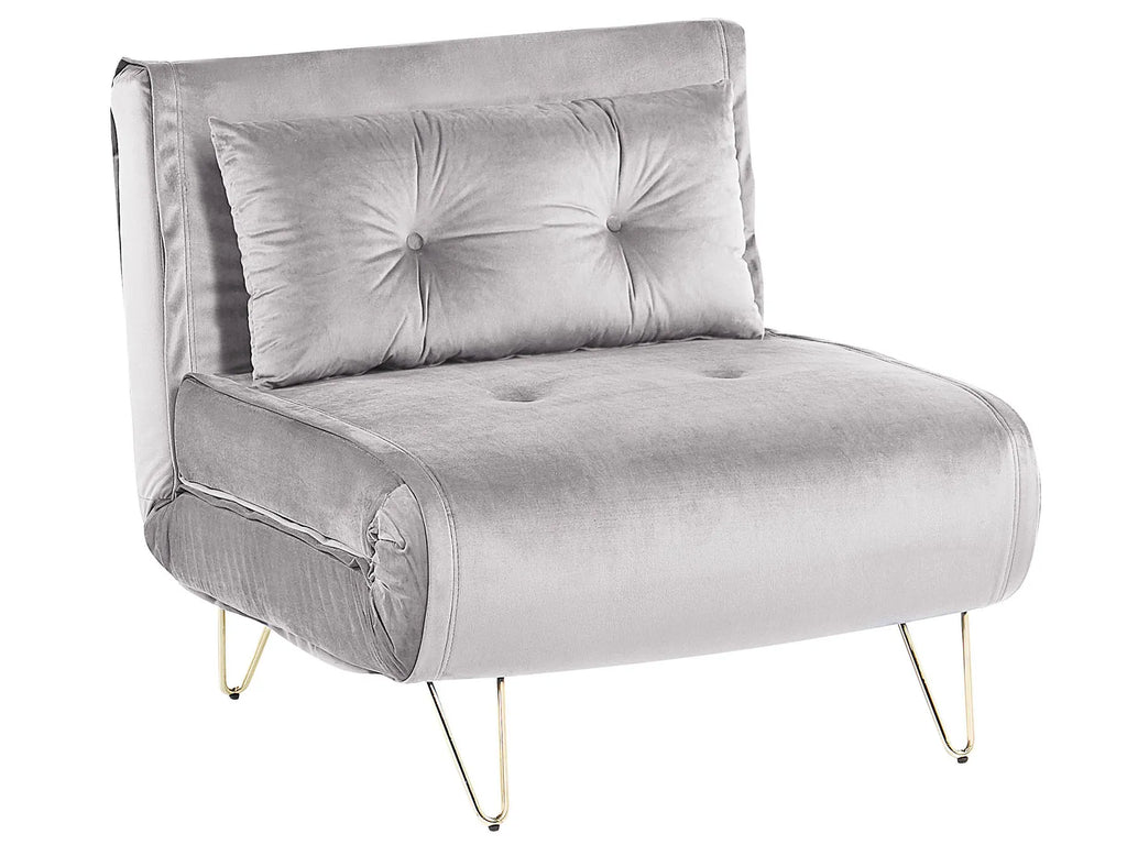 Single Sofa Bed VESTFOLD Velvet Grey