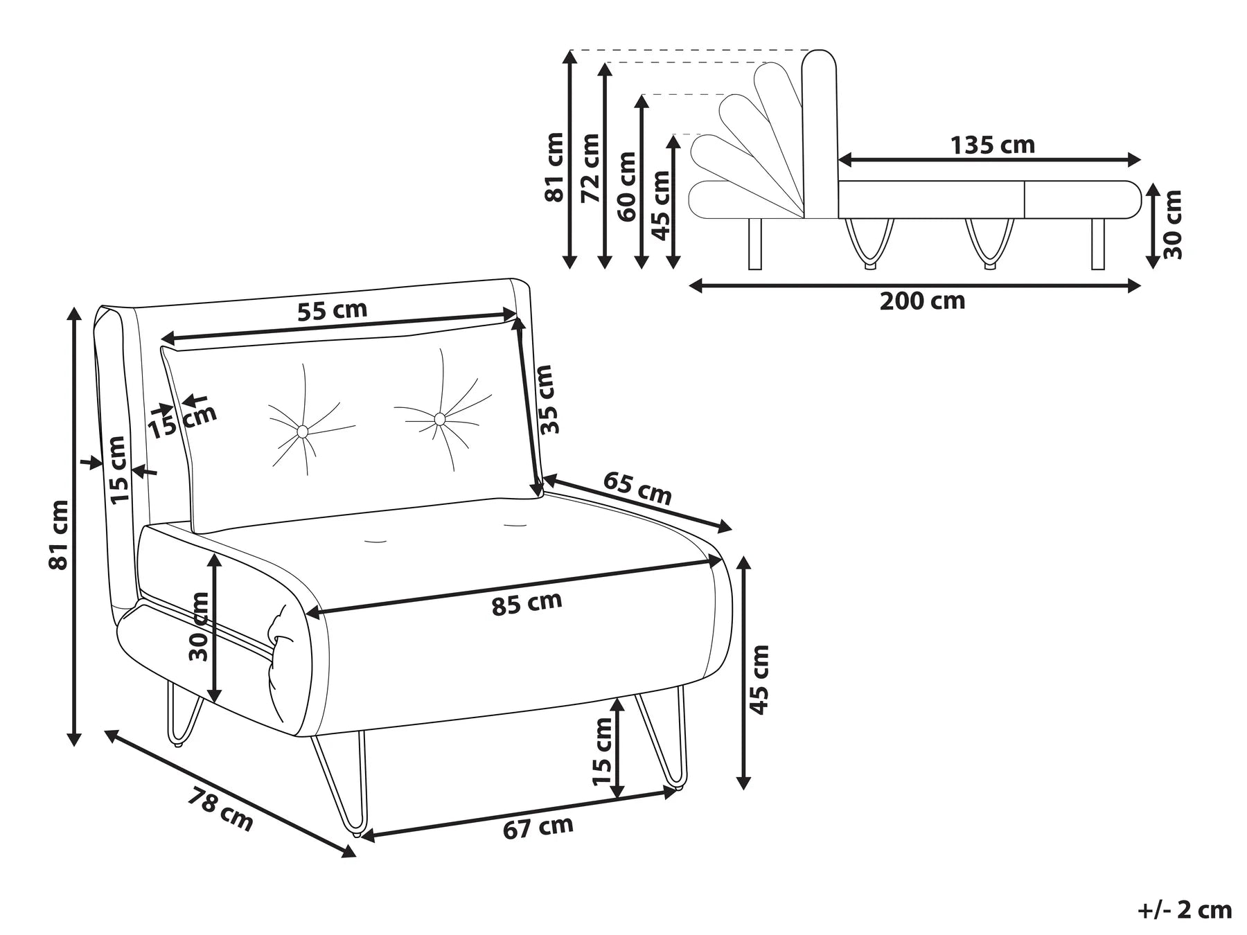 Single Sofa Bed VESTFOLD Velvet Grey