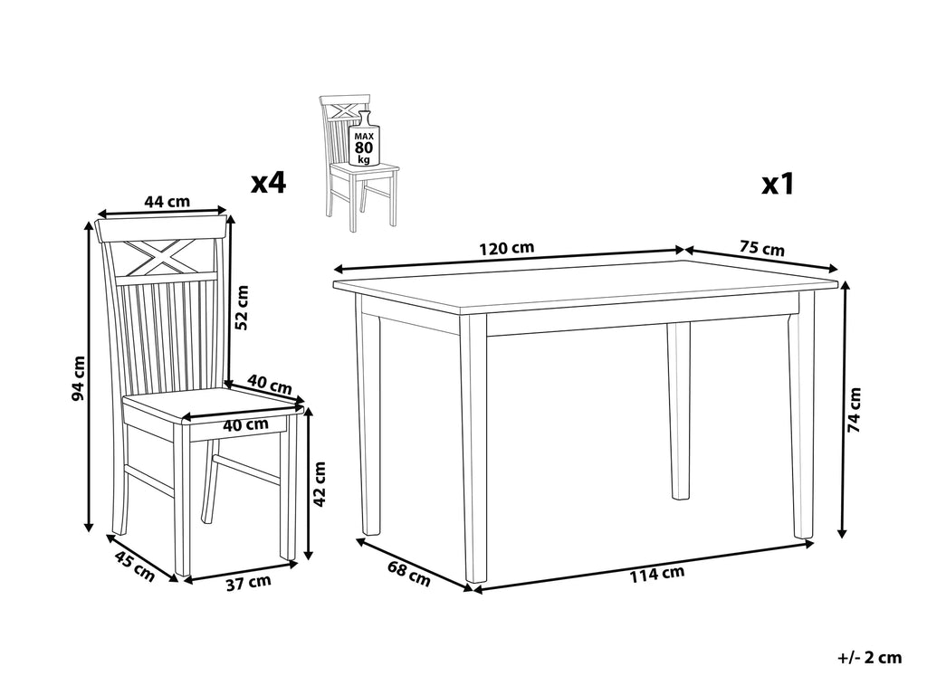 Dining Set HOUSTON Wood Brown/ Black 4 Seater