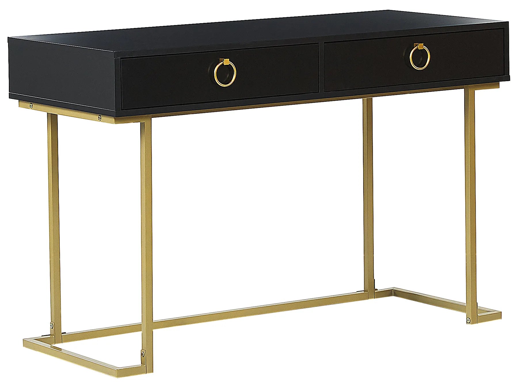 Console Table Home Office Desk WESTPORT Black/ Gold 115 cm 50 cm with Storage