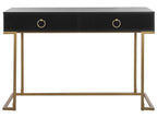 Console Table Home Office Desk WESTPORT Black/ Gold 115 cm 50 cm with Storage