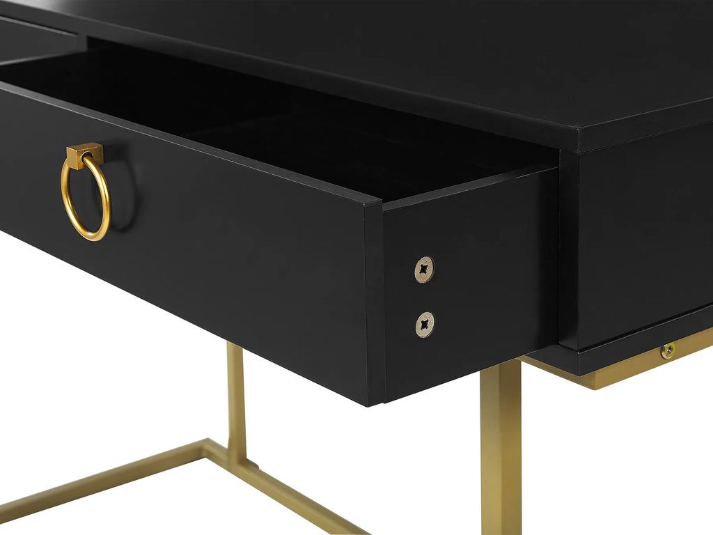 Console Table Home Office Desk WESTPORT Black/ Gold 115 cm 50 cm with Storage