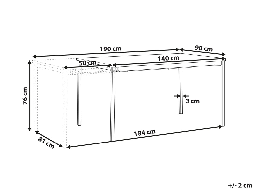 Extending Dining Table Black 140/190 cm 90 cm
