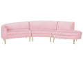 Curved Sofa 4 Seater MOSS Velvet Pink