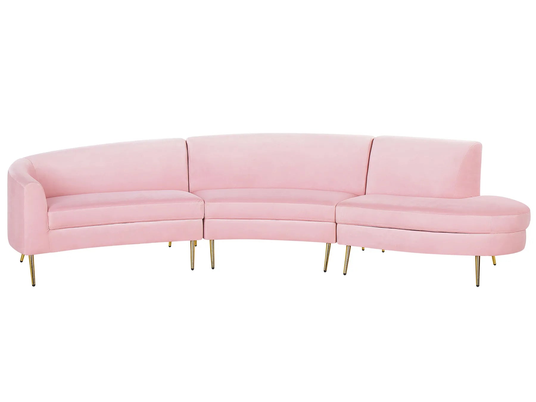 Curved Sofa 4 Seater MOSS Velvet Pink