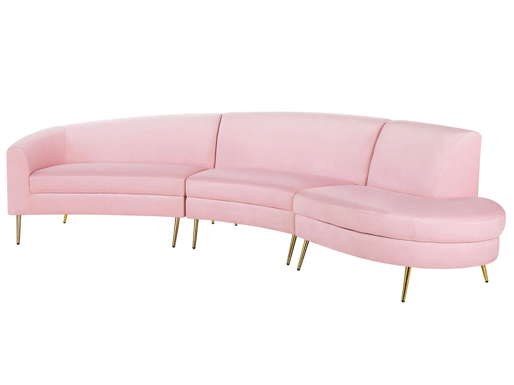Curved Sofa 4 Seater MOSS Velvet Pink