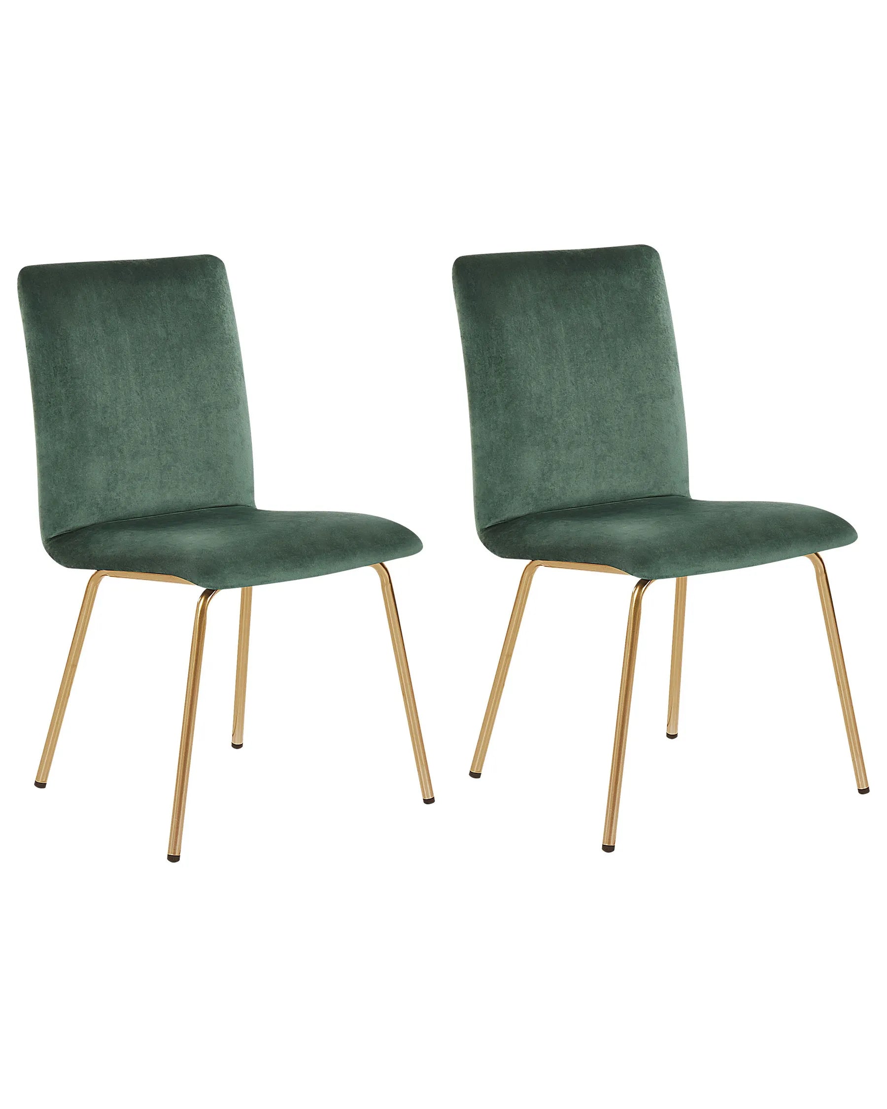 Set of 2 Dining Chairs Velvet Emerald Green