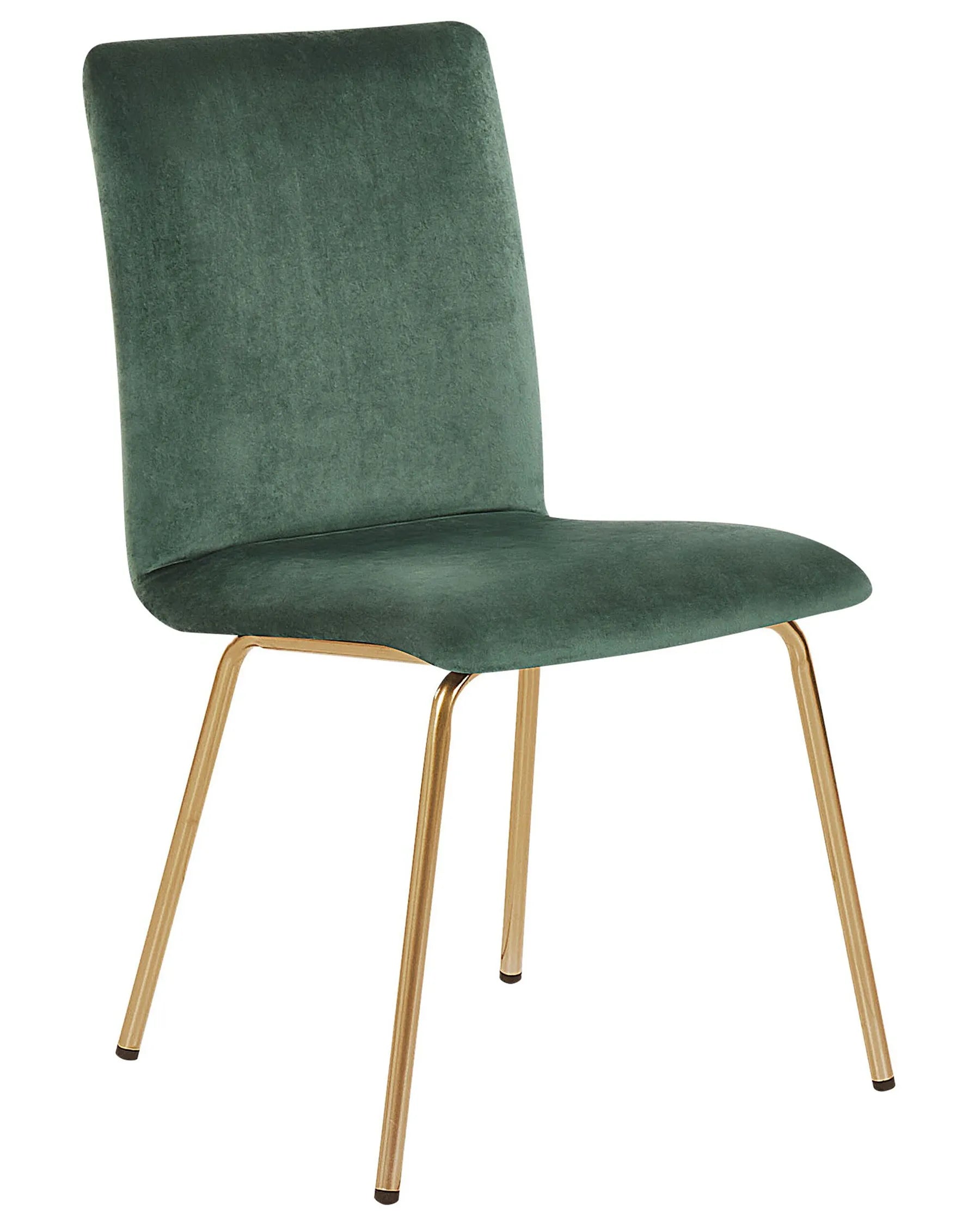 Set of 2 Dining Chairs Velvet Emerald Green