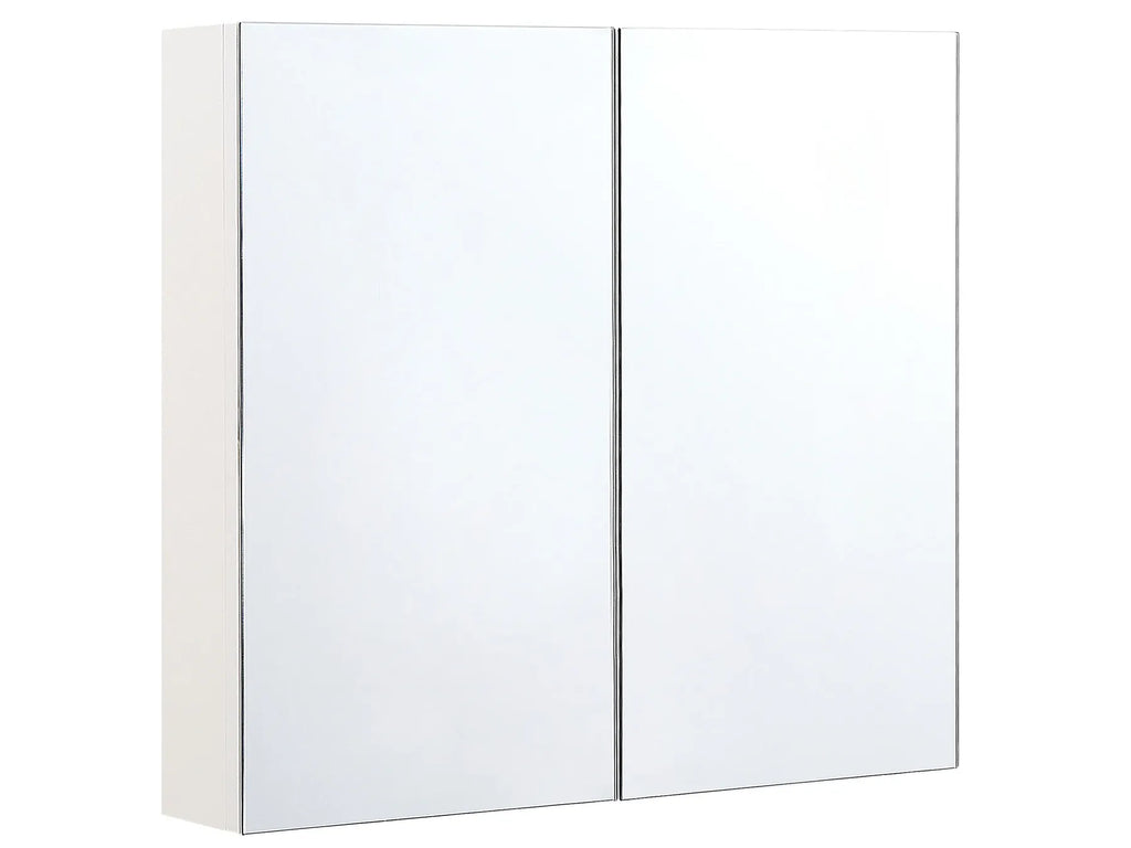 Bathroom Wall Mounted Mirror Cabinet NAVARRA 80 cm 70 cm White