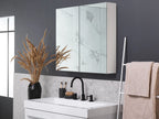 Bathroom Wall Mounted Mirror Cabinet NAVARRA 80 cm 70 cm White