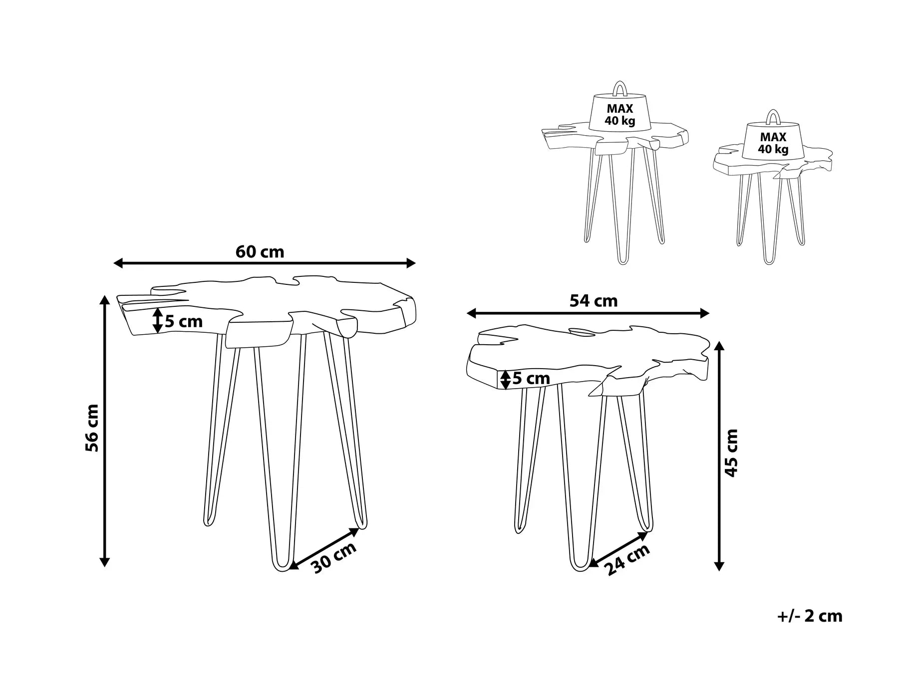 Set of 2 Side Tables CAMROSE Teak Wood Dark Brown