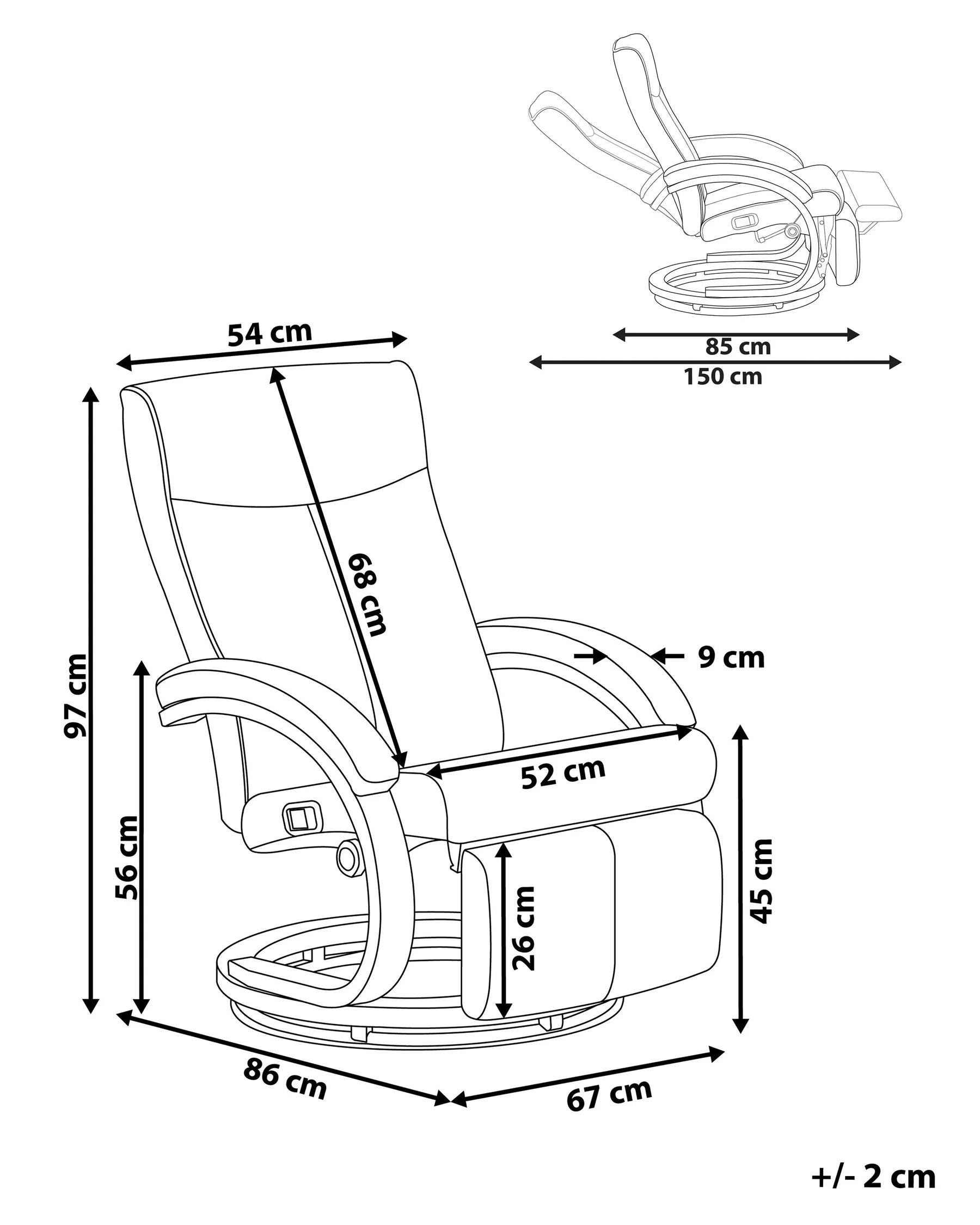 Recliner Chair MIGHT With Footrest Faux Leather White