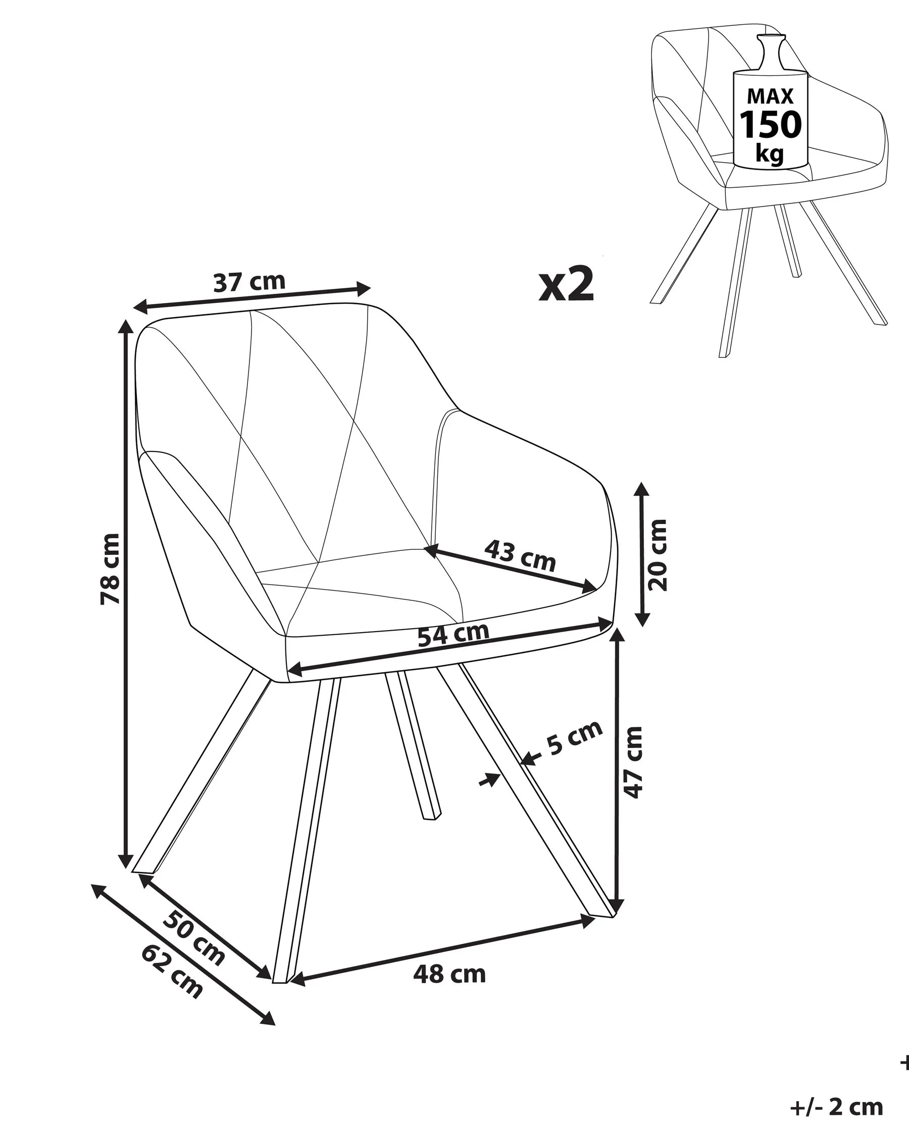 Set of 2 Dining Chairs Dark Grey