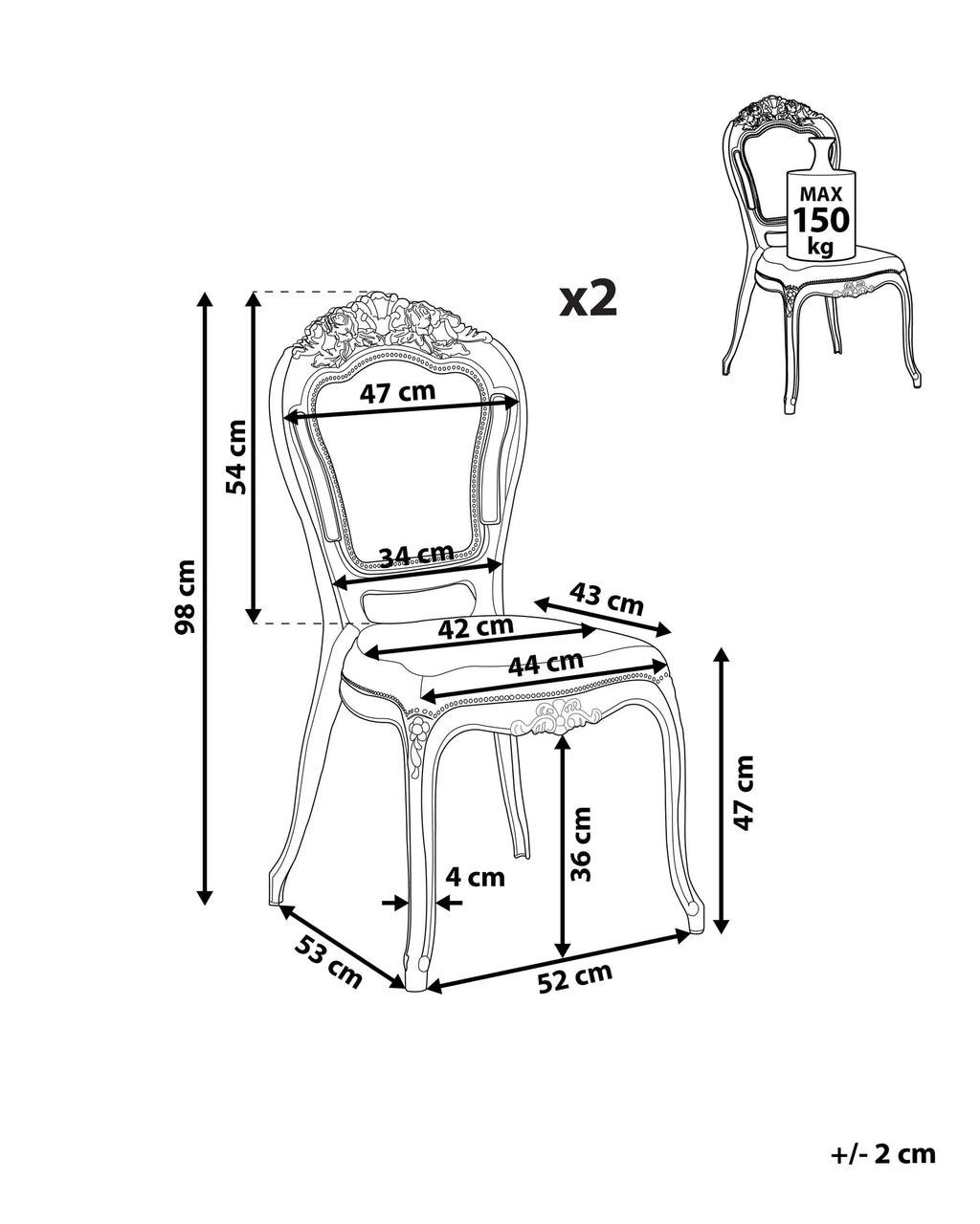 Set of 2 Dining Chairs VERMONT White
