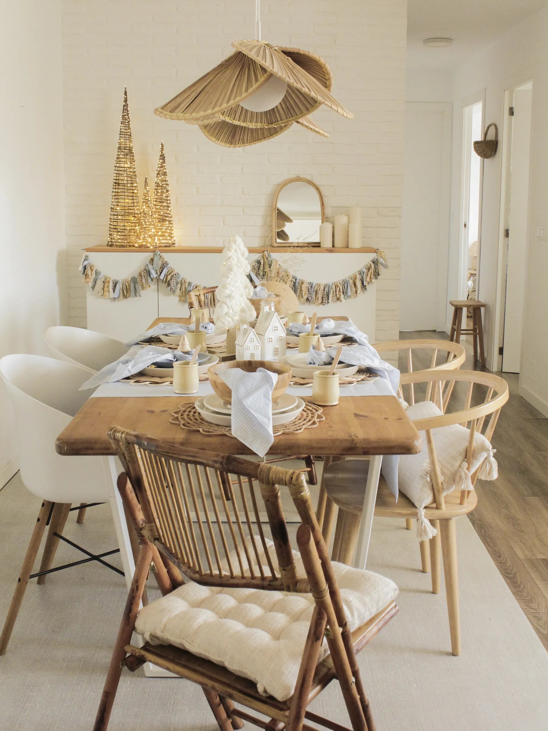 Set of 4 Dining Chairs Folding TRENTOR Bamboo Wood Natural