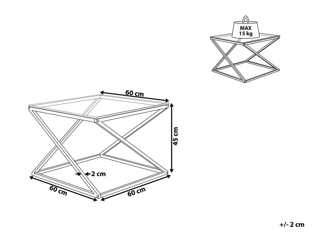 Coffee Table BEVERLY Glass Silver