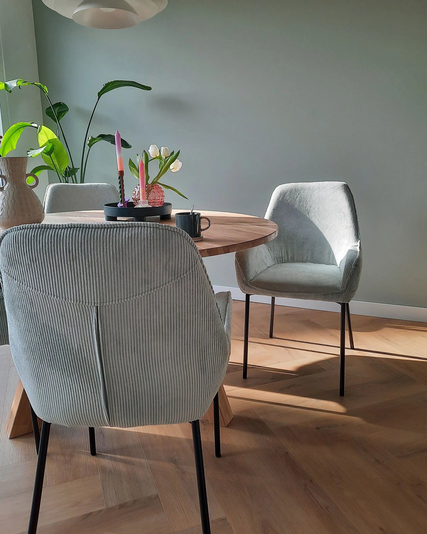 Set of 2 Dining Chairs Corduroy Mint Green