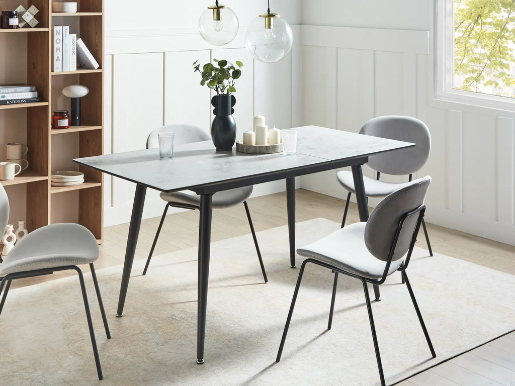 Dining Table White Marble 120/150 cm 80 cm