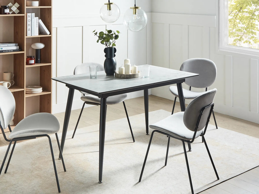 Dining Table White Marble 120/150 cm 80 cm