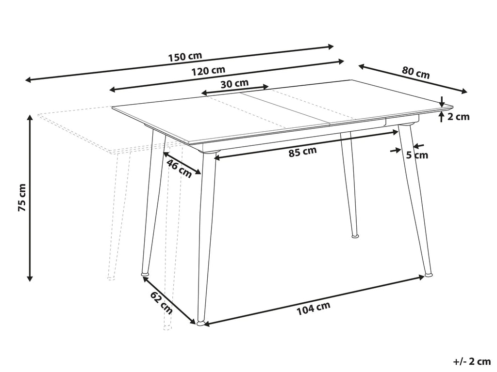 Dining Table EFTALIA White Marble 120/150 cm 80 cm
