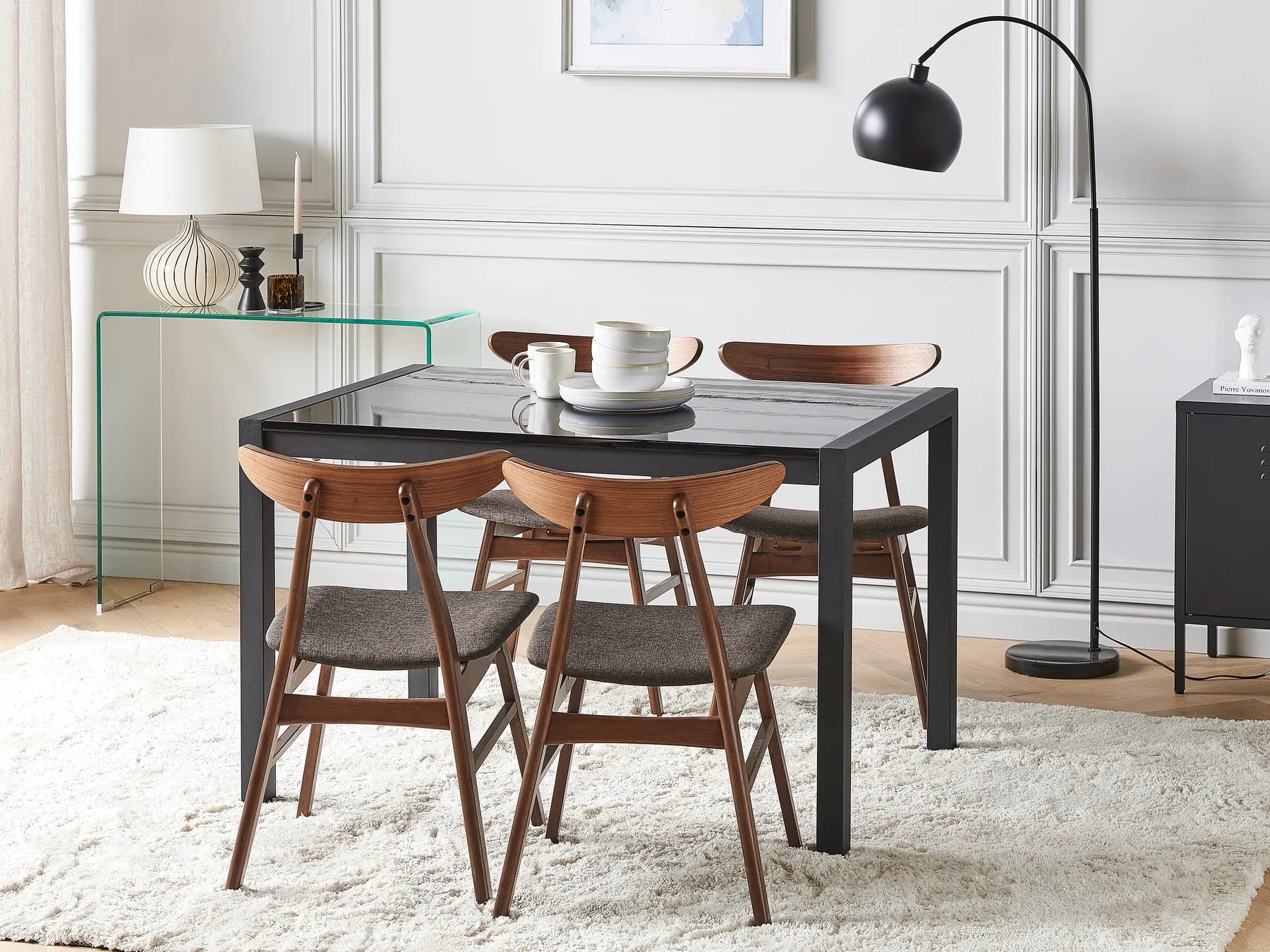 Extending Dining Table GRANADA Black 120/160 cm 80 cm