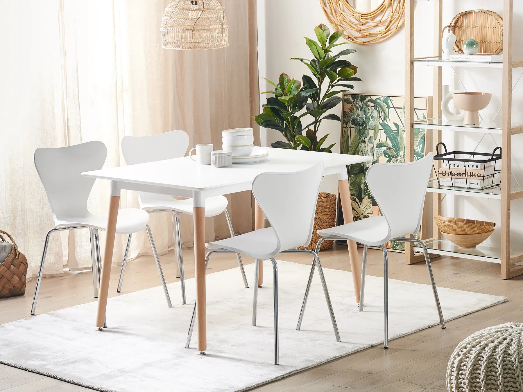 Extending Dining Table MIRABEL White 120/150 cm 80 cm