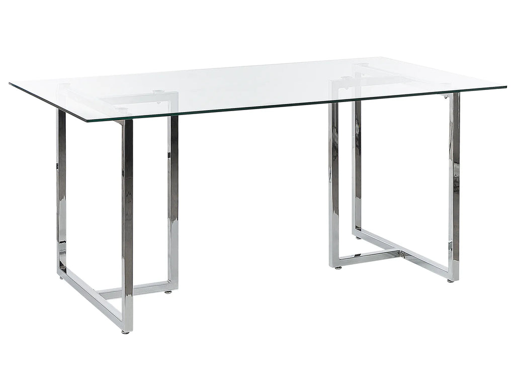 Dining Table ENVIA Silver 160 cm 90 cm Tempered Glass