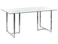 Dining Table ENVIA Silver 160 cm 90 cm Tempered Glass