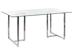 Dining Table ENVIA Silver 160 cm 90 cm Tempered Glass